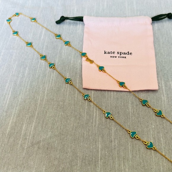Kate Spade Gold “Spade to Spade” Long Necklace in Teal - Picture 3 of 5